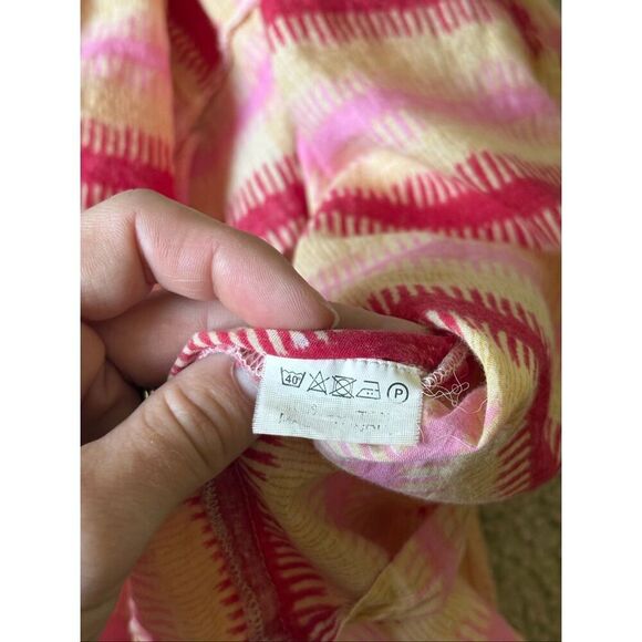 Cece Cabana Striped Cotton Long Sleeve Belted Dress S M Pink Yellow - Picture 5 of 9